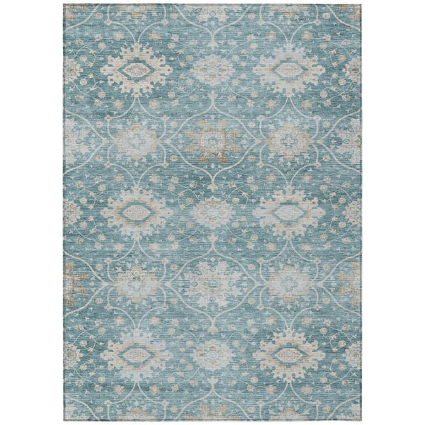 Chantille Machine Washable Indoor/Outdoor Abstract ACN3100 Teal 9 ft. x 12 ft. Area Rug
