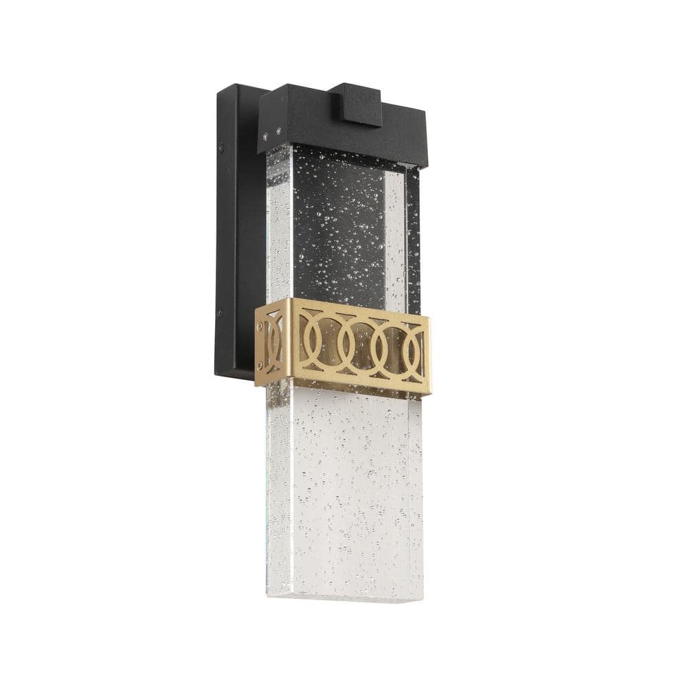 1-Light Black and Gold not Motion Sensing LED Outdoor Hardwired Wall Lantern Sconce with No Bulbs Included price history on PriceWatchPro