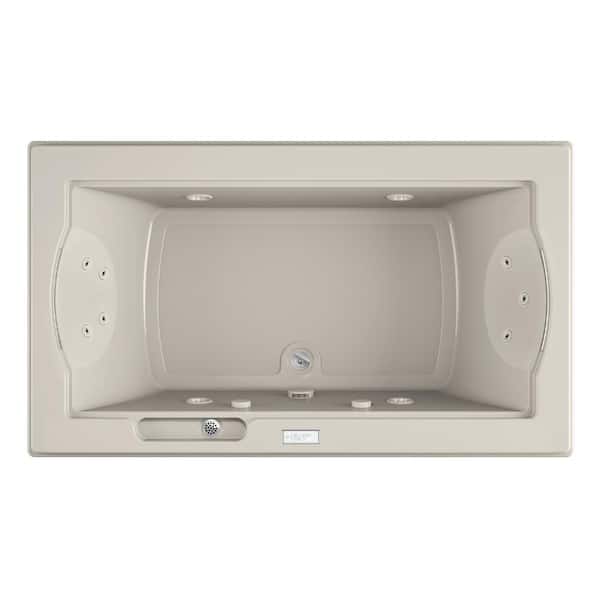 JACUZZI FUZION 72 in. x 42 in. Rectangular Whirlpool Bathtub with Center Drain in Oyster
