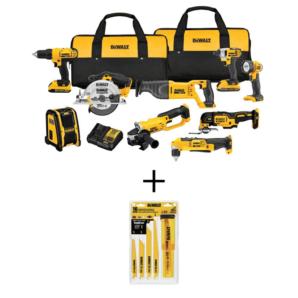 20V MAX Cordless 9 Tool Combo Kit Reciprocating Saw Blade Set(16 Piece), (2) 2.0Ah Batteries, and Charger price history on PriceWatchPro