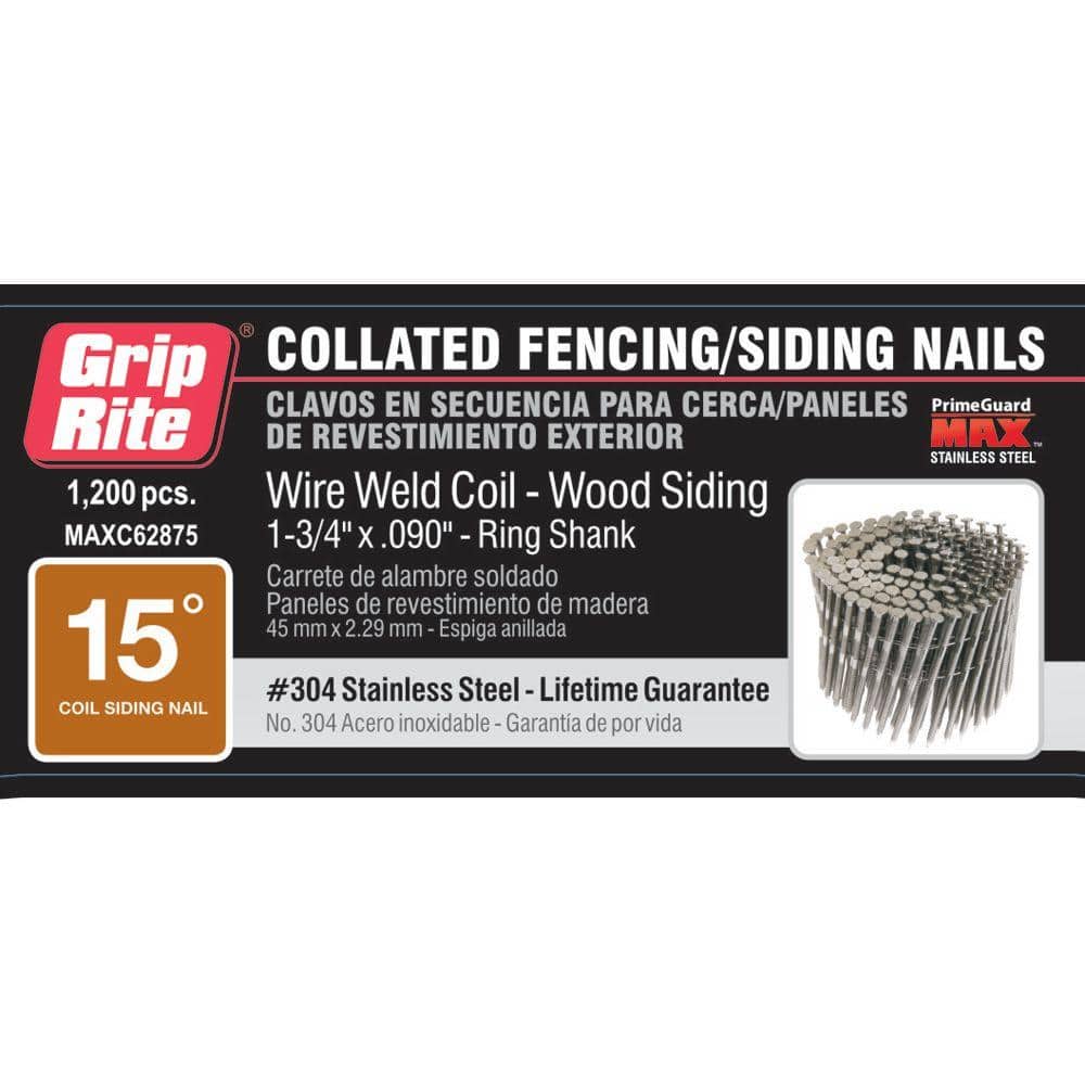 Grip-Rite 1-3/4 in. x 0.090 in. Wire Collated Stainless Steel Ring ...