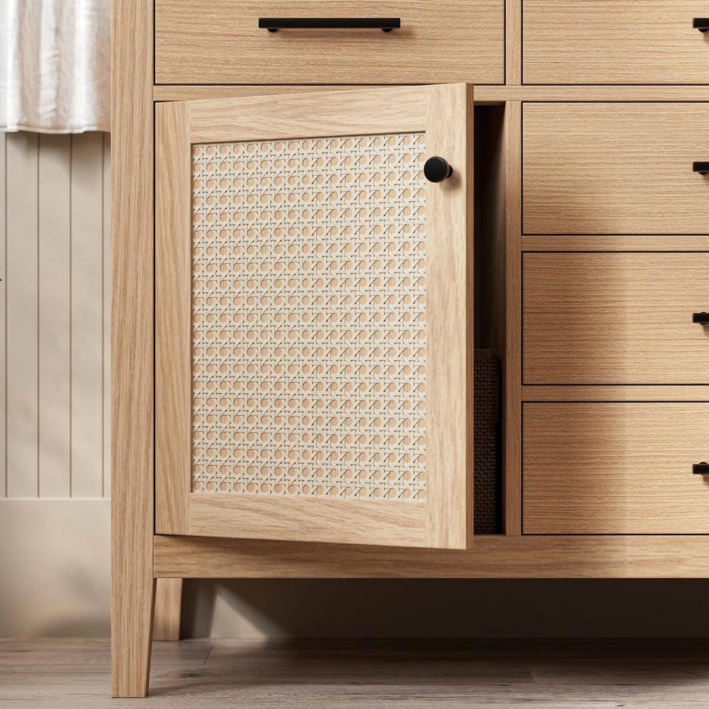 Camila 60" Light Brown Oak Freestanding Bathroom Vanity with Quartz Top