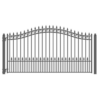 ALEKO Prague Style 14 Ft. X 6 Ft. Black Steel Dual Driveway Fence Gate ...