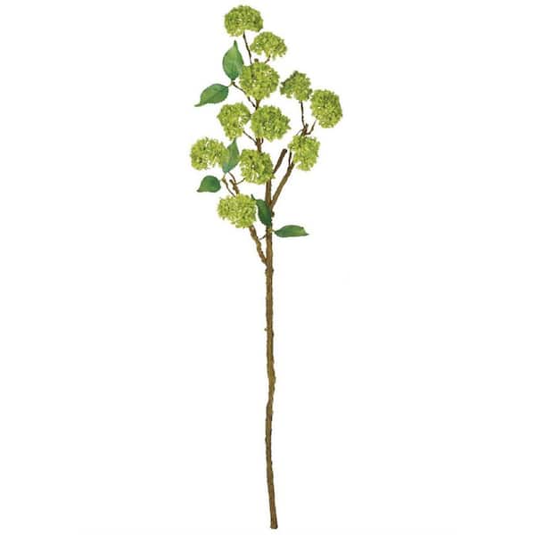 28 in. Artificial Green Snowball Rose Spray