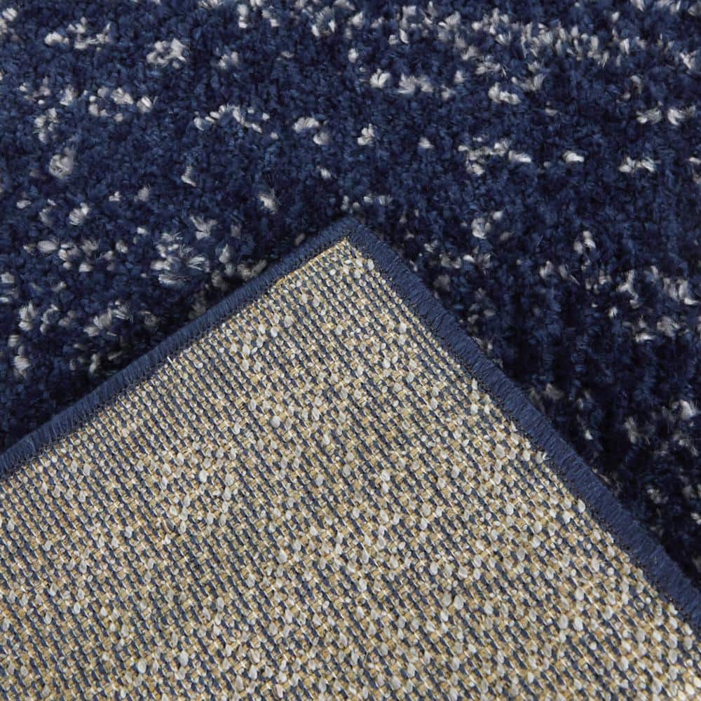 Navy Blue Coastal Starfish Rectangular Area Rug 5'3" x 7'