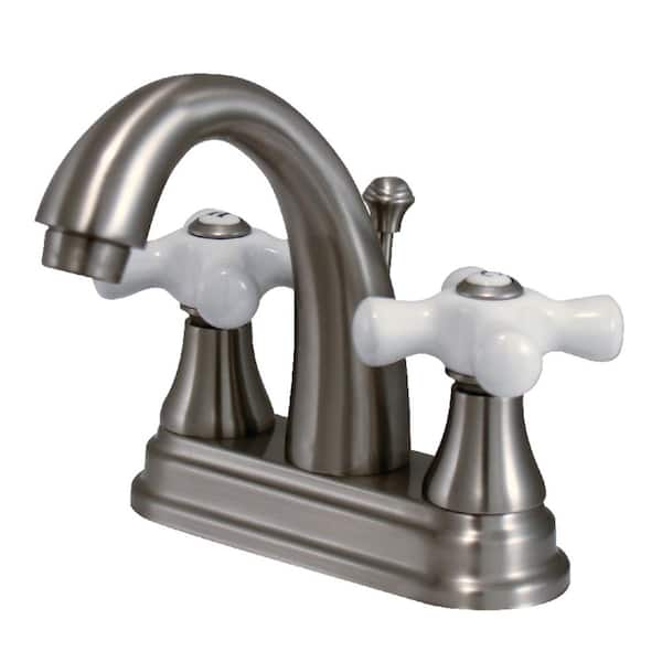 Kingston Brass English Vintage 4 in. Centerset 2-Handle Bathroom Faucet in Brushed Nickel