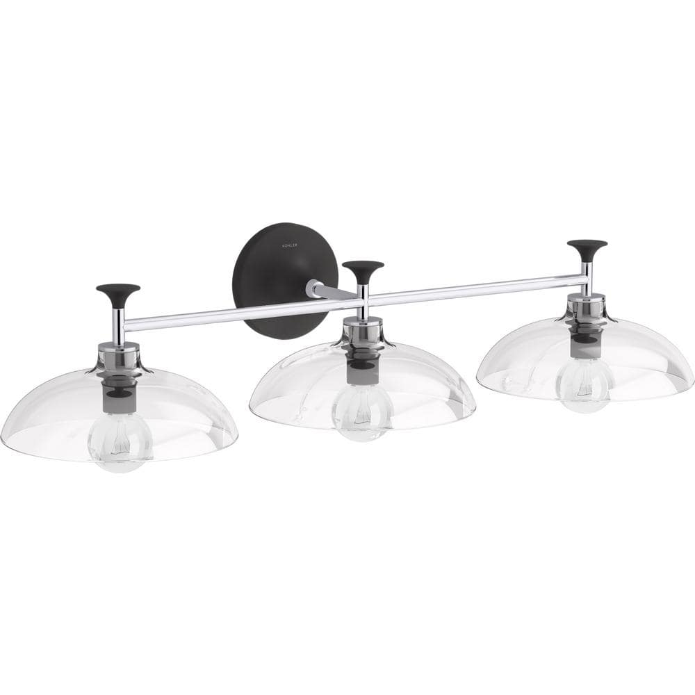 Tone 31" Midcentury Modern Sconce in Polished Chrome and Matte Black