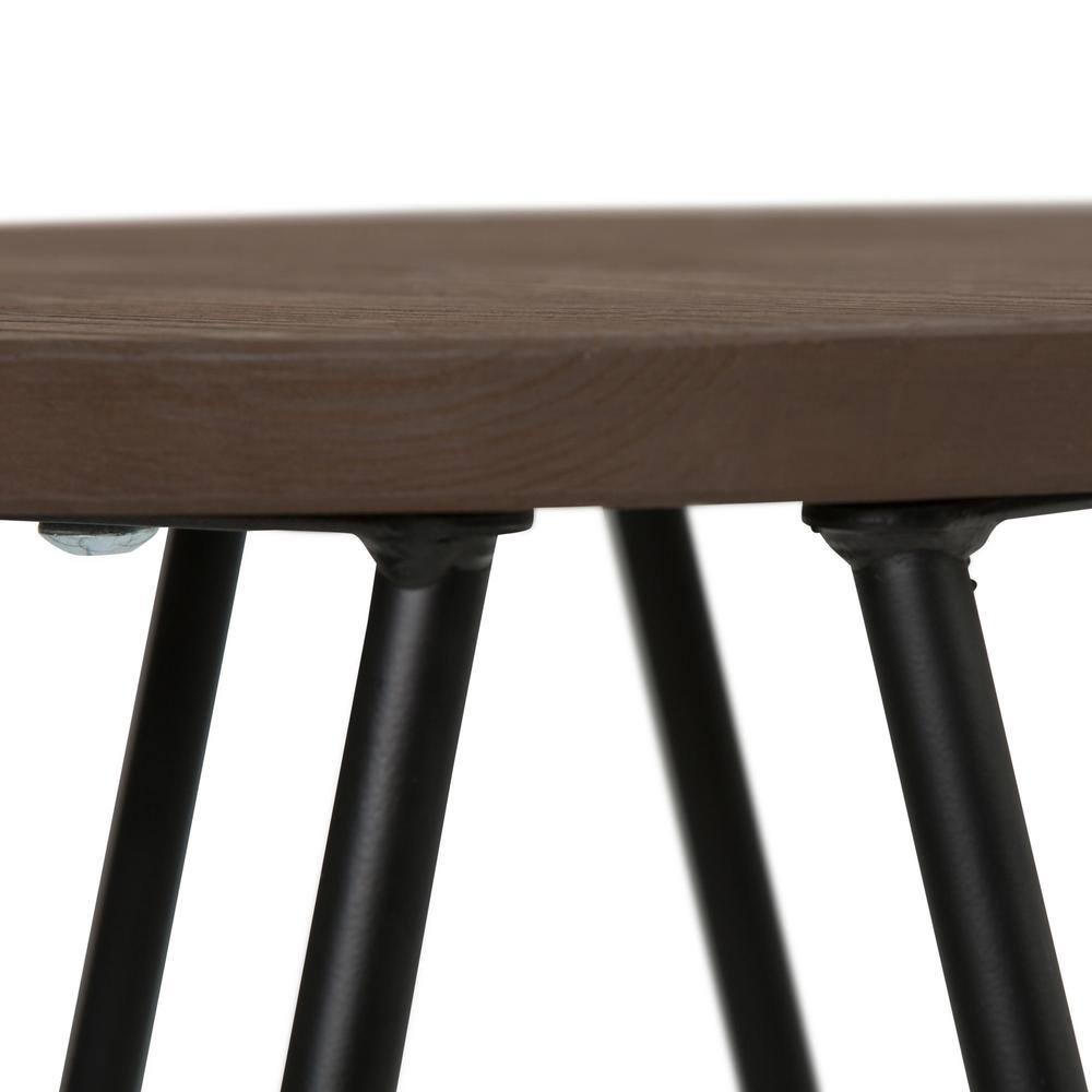 Simeon 26" Cocoa Brown and Black Metal Counter Stools with Elm Wood Seat