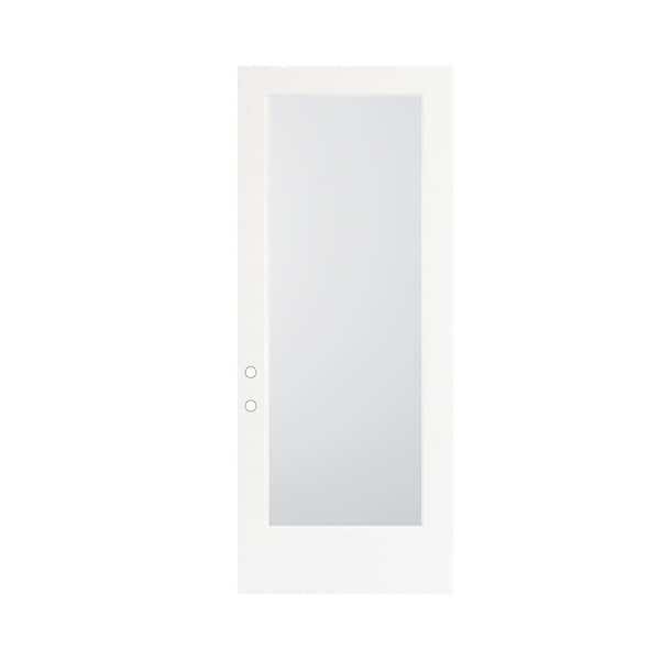 32 in. x 80 in. Right-Hand/Inswing Full Lite Clear Glass Primed White Smooth Fiberglass Front Door Slab