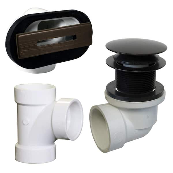 Westbrass 1-1/4 in. Linear Overflow Plumber's Pack with Tee and ADA Tip-Toe Drain in Oil Rubbed Bronze