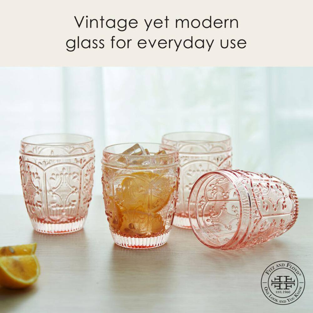 Blush Ridged Glass Lowball Set of Four