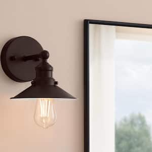 Glenhurst 1-Light Bronze Indoor Wall Sconce with Metal Shade, Industrial Farmhouse Wall Light