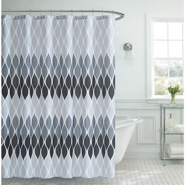 Reviews for Shane Aqua/Grey 72 in. Embroidered and Pieced Shower Curtain  with Liner