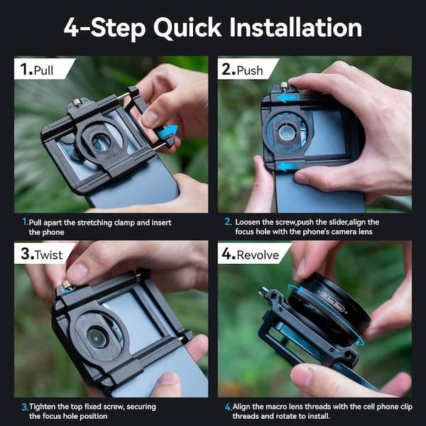OBJLGEV 10-20X Universal Phone Macro Lens Kit HD Macro Photography