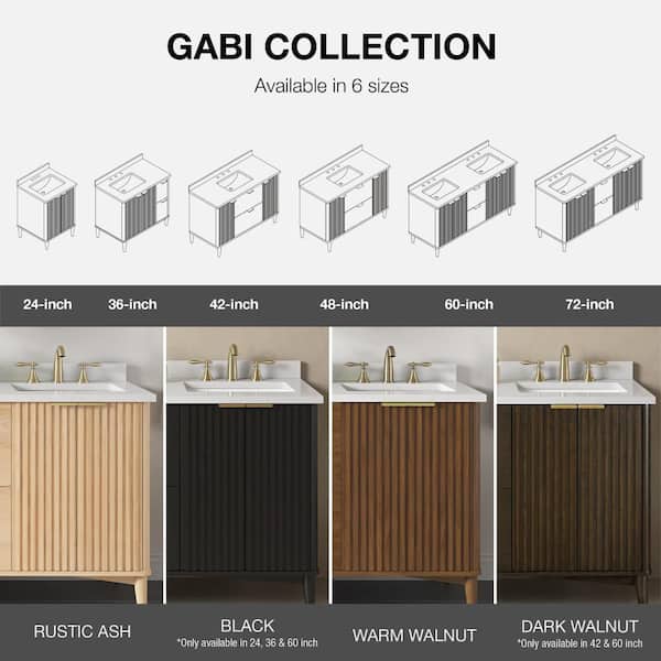 OVE Decors Gabi 42 in. Single Sink Warm Walnut Bath Vanity with