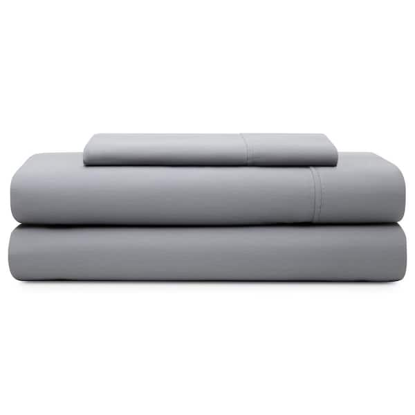 Brookside 3-Piece Slate Solid 600 Thread Count Cotton Blend Twin Sheet Set