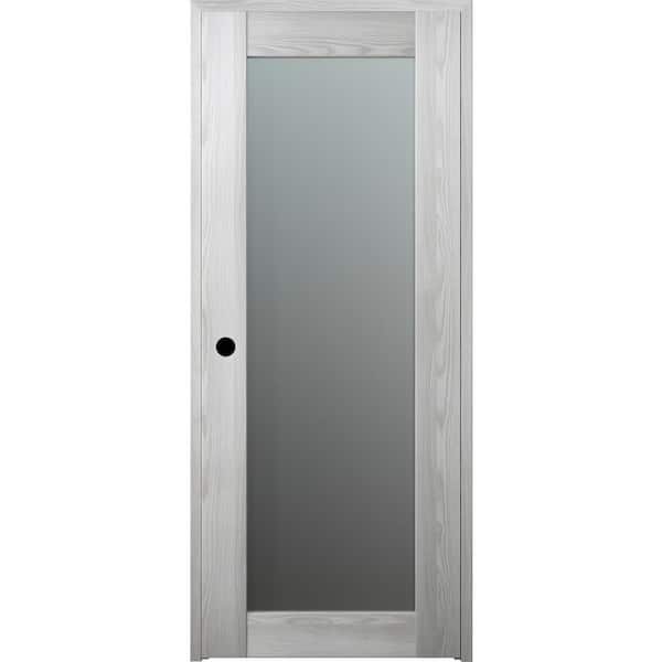 Belldinni 18 in. x 84 in. Right-Hand Solid Composite Core Full Lite Frosted Glass Ribeira Ash Wood Single Prehung Interior Door