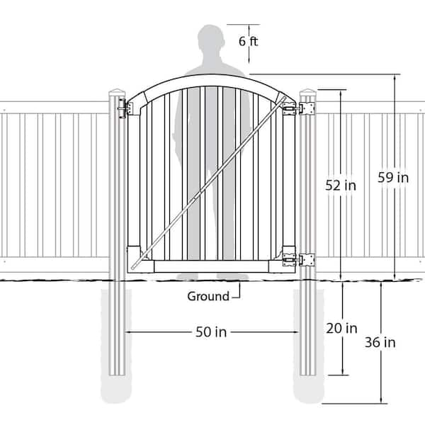  WamBam - Puerta tradicional de vinilo de 4 por 4 pies para  patio y piscina con herrajes de acero inoxidable con recubrimiento en polvo  : Todo lo demás