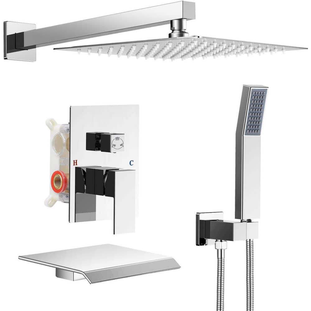 Double Handle 3-Spray Tub and Shower Faucet Shower Combo 10 in. Shower Head 2.5 GPM in Polished Chrome Valve Included price history on PriceWatchPro