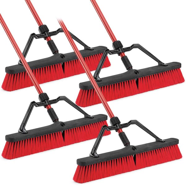 Libman 24 in. Multi-Surface Push Broom Set with Brace and Handle (4 ...