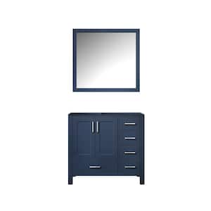 Jacques 36 in. W x 22 in. D Left Offset Navy Blue Bath Vanity without Top and 34 in. Mirror