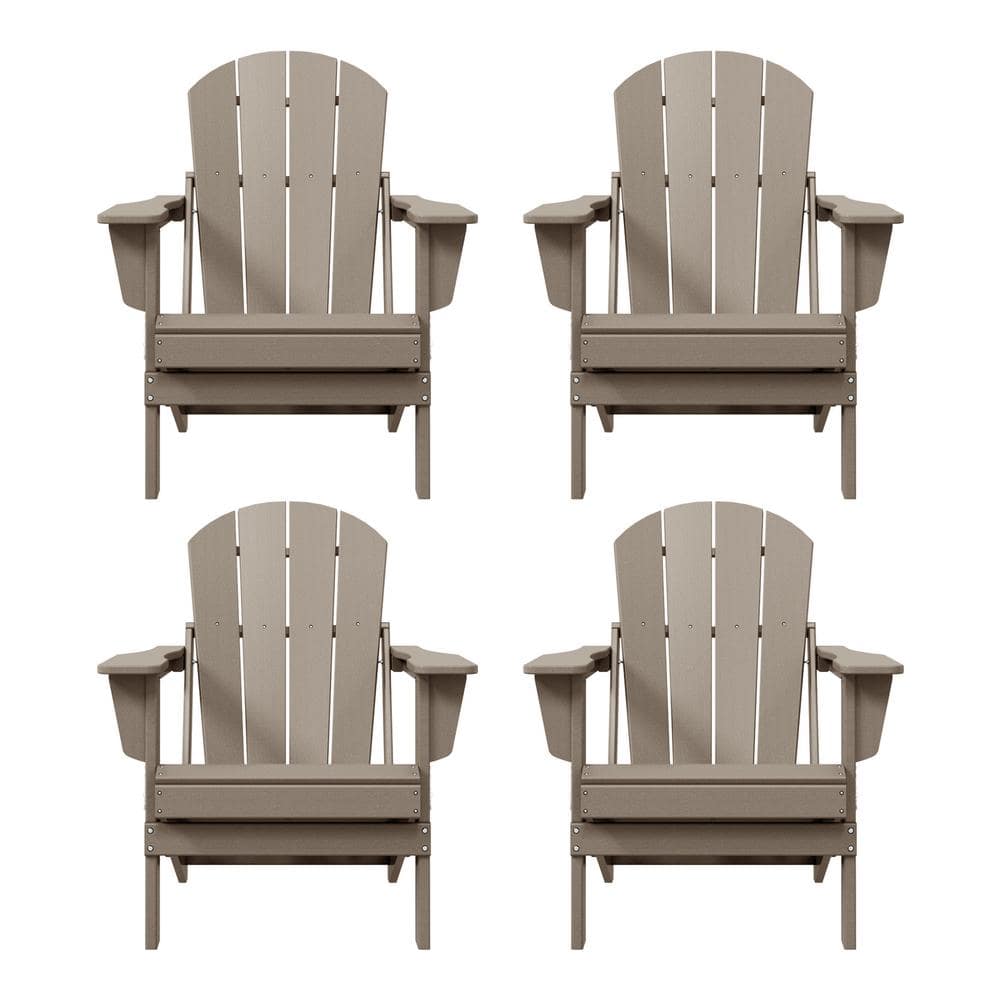 WESTIN OUTDOOR Laguna 4-Pack Fade Resistant Outdoor Patio HDPE Poly Plastic Classic Folding Adirondack Chairs in Weathered Wood