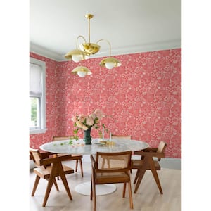 Idalia Coral Floral Flamingo Wallpaper