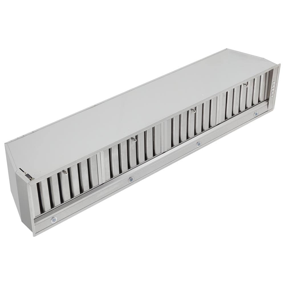 Fascinator 60 in. Stainless Steel Recessed Insert Range Hood with Baffle Filters, 900 CFM Ducted