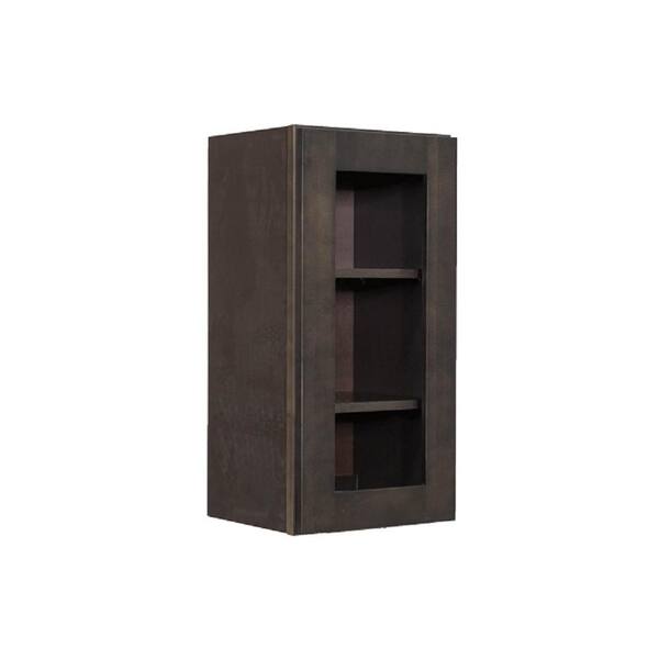 LIFEART CABINETRY Lancaster Shaker Assembled 12 in. x 30 in. x 12 in. Wall Mullion Door Cabinet with 1 Door 2 Shelves in Vintage Charcoal