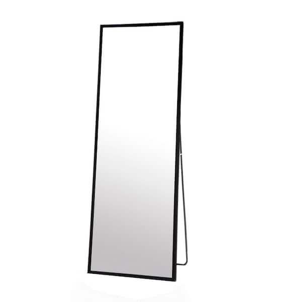 Unbranded 15.7 in. W x 59 in. H Full Length Rectangular Metal Framed Wall Bathroom Vanity Mirror in Black