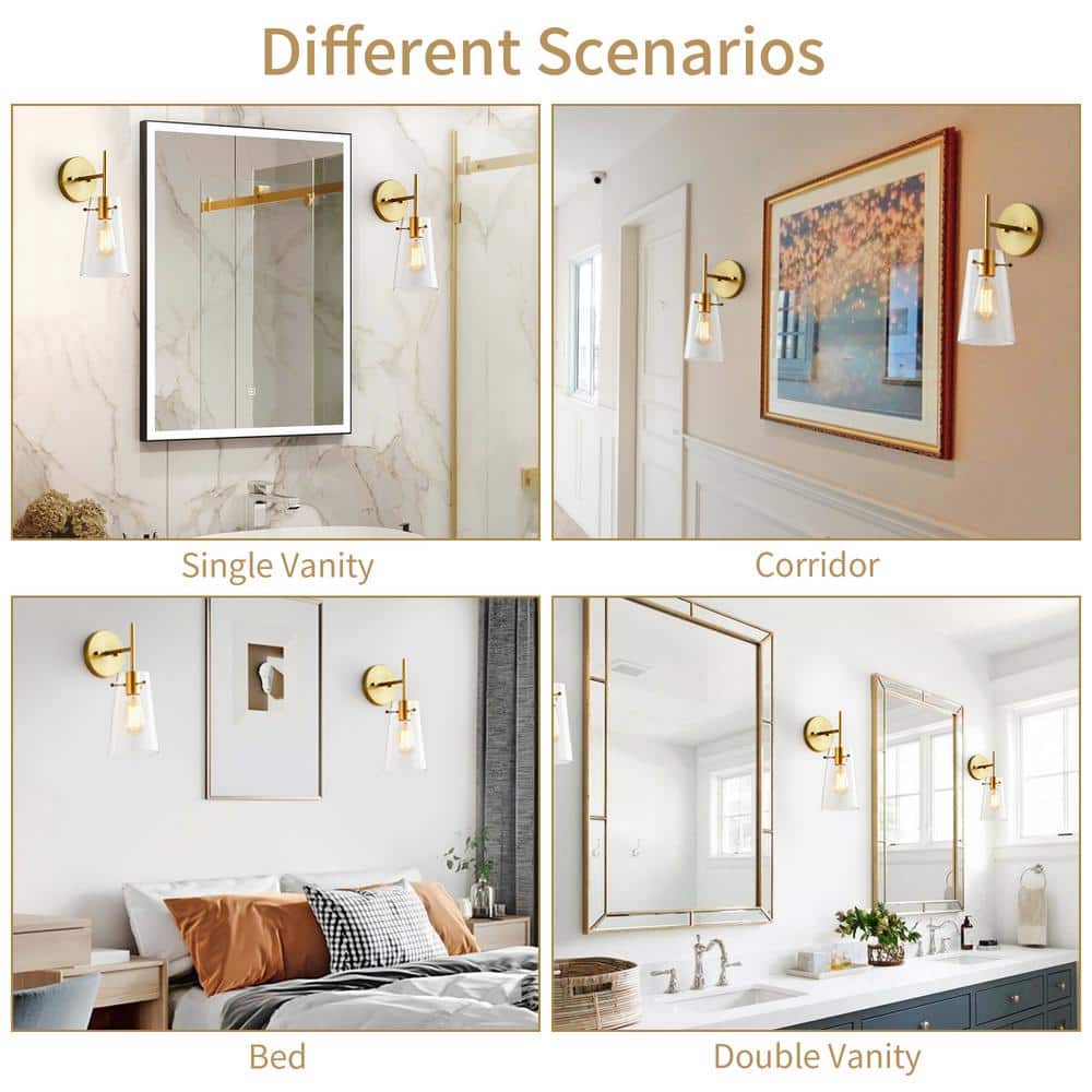 Kawoti Dimmable Brass and Gold Outdoor Wall Sconce, 13" Height
