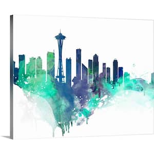 "Seattle Watercolor Cityscape II" by Circle Art Group Canvas Wall Art