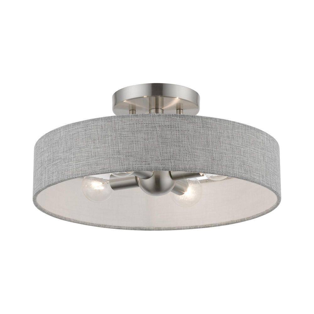 Elmhurst Modern 4-Light Semi-Flush Mount in Brushed Nickel & Shiny White