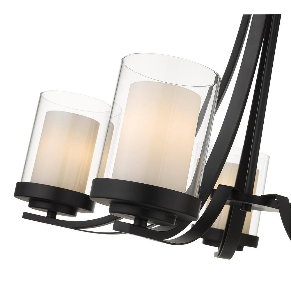 Matte Black Steel and Glass 5-Light Chandelier