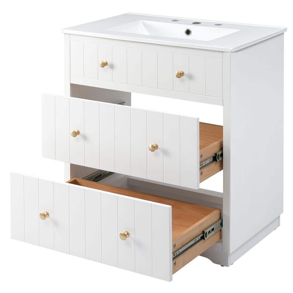 Magic Home 30 in. x 18 in. Bathroom Vanity Organizer Combo Storage Cabinet  Set with Undermount Sink, White SLX-LMP18001-L - The Home Depot
