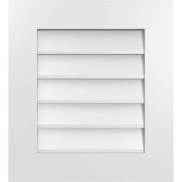 Ekena Millwork 20 in. x 22 in. Vertical Surface Mount PVC Gable Vent: Decorative with Standard Frame