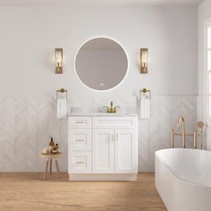 Easy-DIY Combo Bases - Drawers Left 36 in. W x 21 in. D x 34.5 in. H Bath Vanity Cabinet without Top in Shaker White