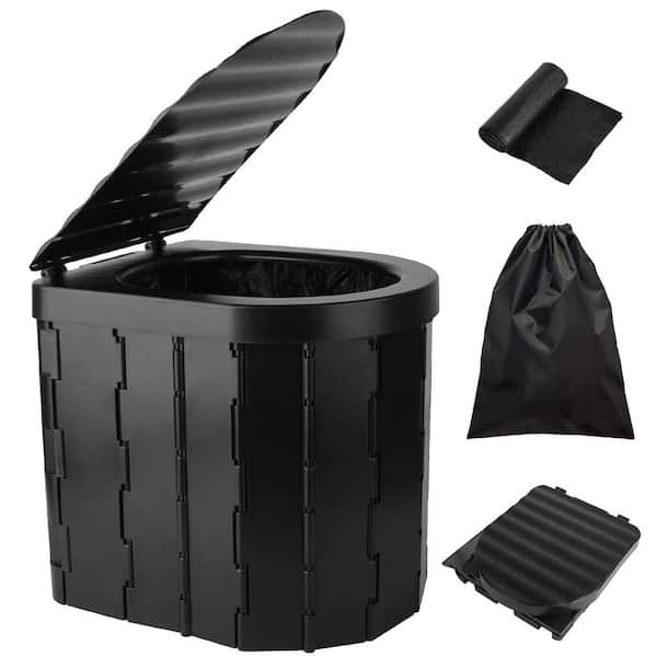 Non-Electric Foldable Portable Emergency Waterless Toilet with Lid, Carry Bag and Garbage Bags