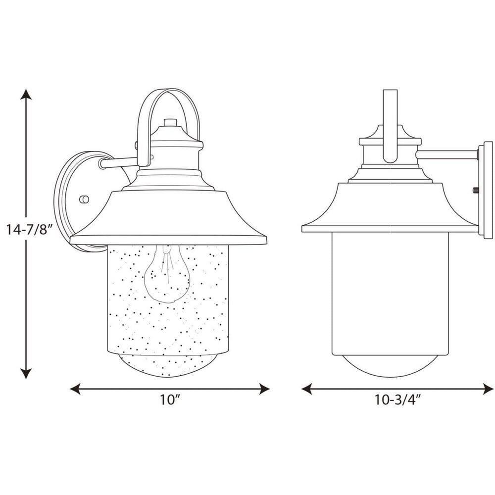 Weldon Black Outdoor Wall Lantern with Clear Seeded Glass Shade