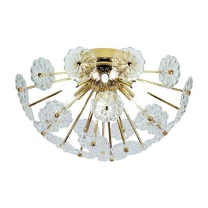 6-Light Golden Crystal Blossom Chandelier, Hanging Ceiling Light, Pendant Light Fixture