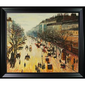25 in. x 29 in. Boulevard Montmartre on Winter Morning by Camille Pissarro Black Matte Framed Nature Painting Art Print