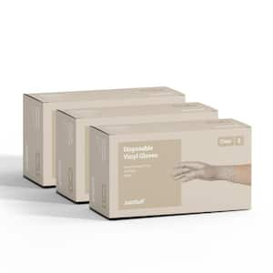 Small Vinyl Exam Latex Free and Powder Free Gloves in Clear - 3 Boxes of 100 Gloves (300 Total)