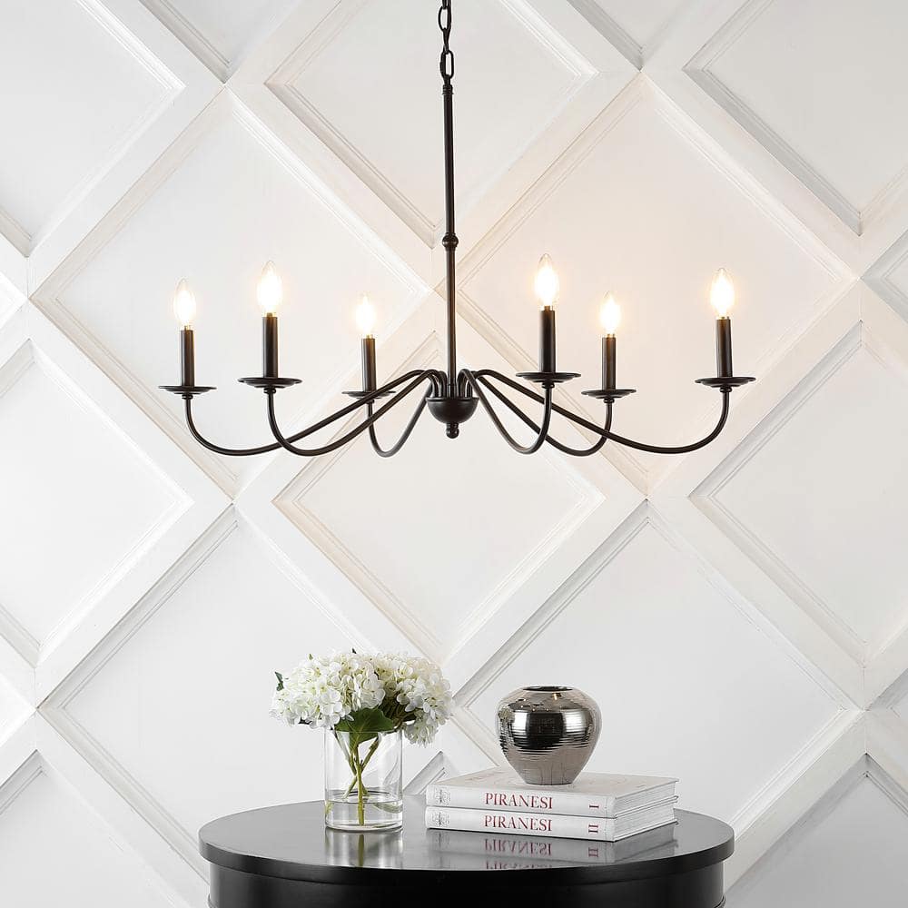 Wicklow 34.75" Oil Rubbed Bronze Iron 6-Light Candle Chandelier