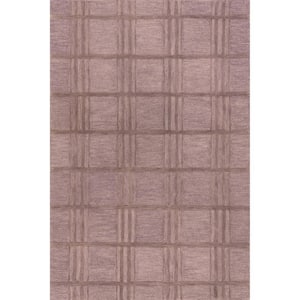 Emily Henderson Mallory Plaid Wool Mauve 4 ft. x 6 ft. Indoor/Outdoor Patio Rug