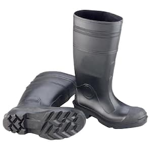Men PVC Plain Toe Boots - Black Size 9