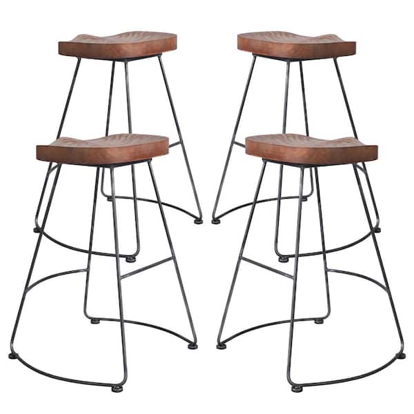 Today's Mentality Sofia Silver Brushed Gray Bar Stool- Set of 4
