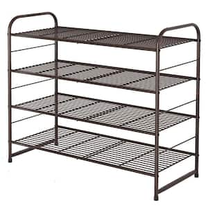 25.5 in. H 12-Pair 4-Tier Bronze Metal Shoe Rack