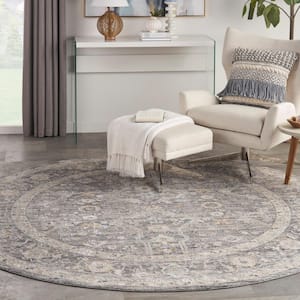 Lynx Slate Multicolor 8 ft. x 8 ft. All-over design Transitional Round Area Rug