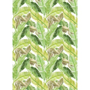 Palm Leaves Green Removable Peel and Stick Vinyl Wall Mural, 108 in. x 78 in.