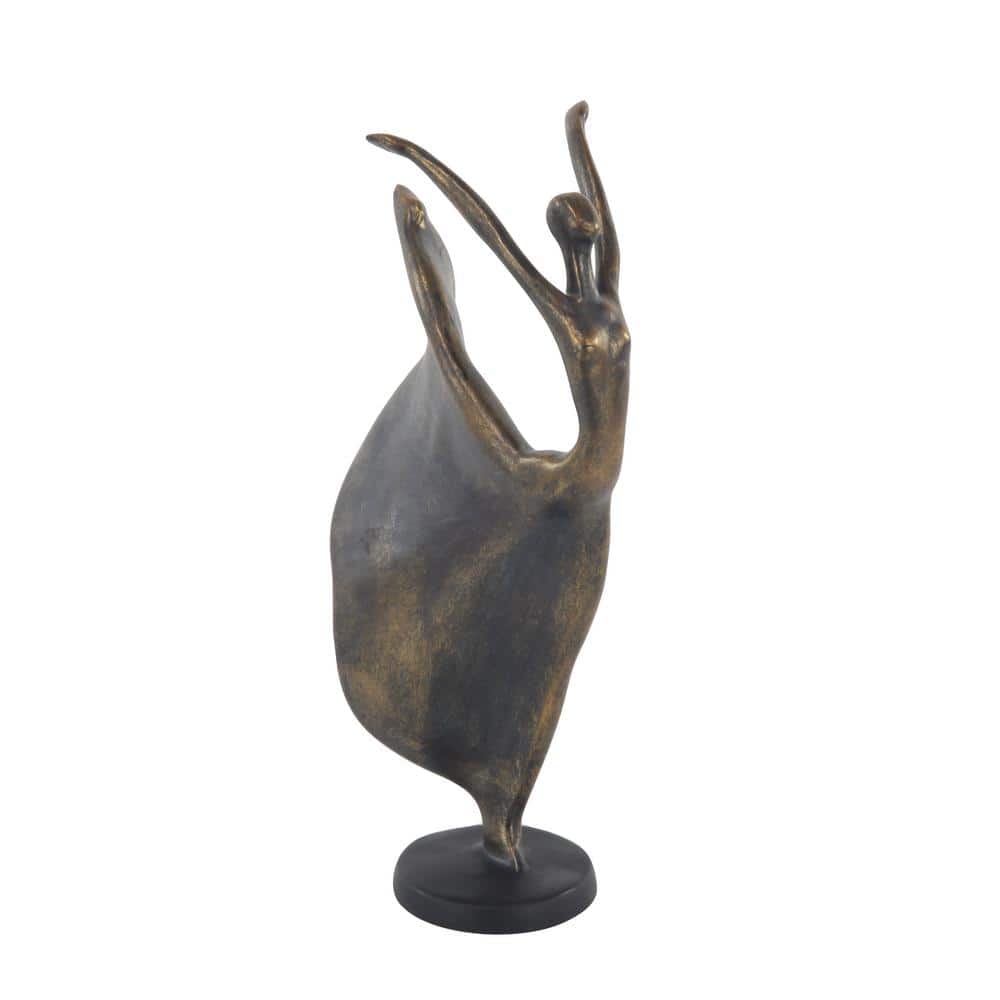 13" Brass Polystone Dancer Sculpture with Metallic Gold Finish